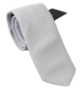 Dolce & Gabbana White Patterned Classic Mens Slim Necktie Tie -  Neckties, Men -  Dolce & Gabbana.